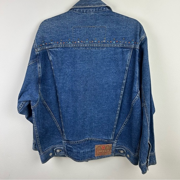 Freego Western Vintage studded beaded Jean denim jacket size: M - Picture 12 of 14